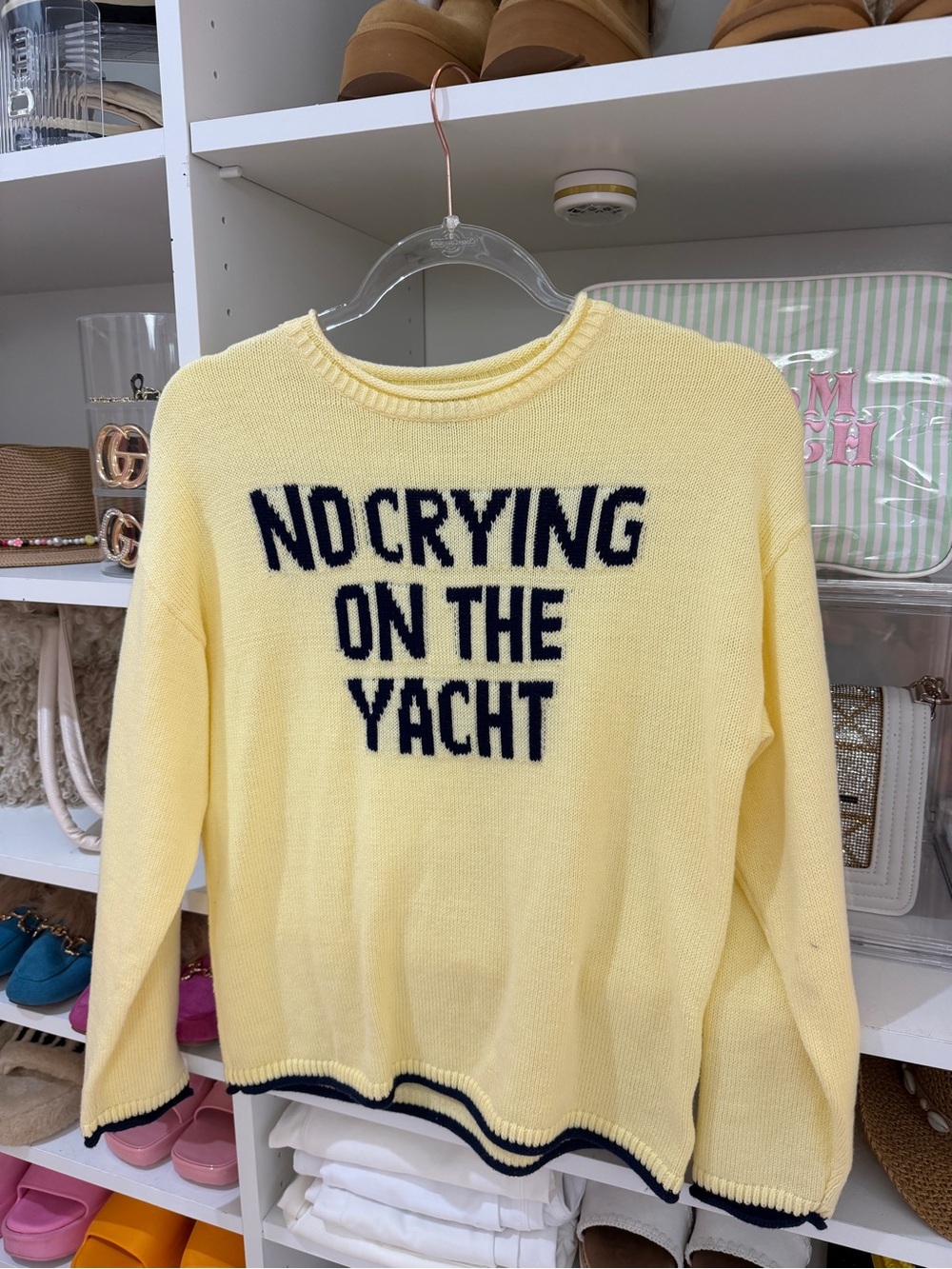 wild fable Yellow Crewneck Sweater with Navy Text